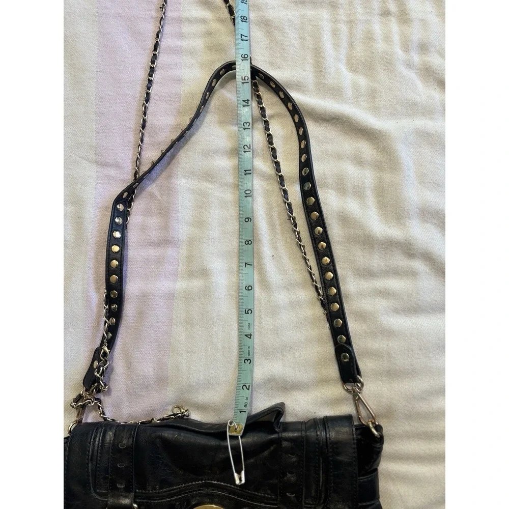 Nine West Black Shatchel Buckles Top Handle Remov. Straps Pockets Mag Close